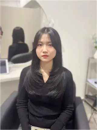 ロング カラー YUZU🎀顔まわり ×レイヤーカットのヘアスタイル