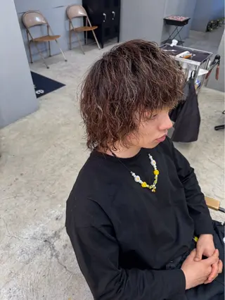 ミディアム パーマ メンズ メンズ専門サロン wokeのヘアスタイル