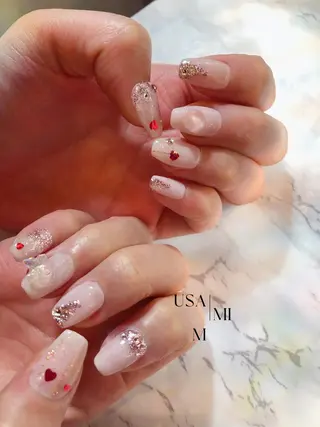 セミロング ネイル USAMiMi 🐰💕のネイルデザイン
