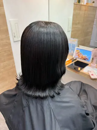 ミディアム カラー 縮毛矯正/艶髪カラー ヘアアレンジ/ひふみのヘアスタイル