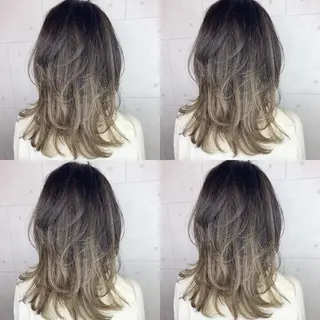 ミディアム カラー 韓国レイヤーカット/ ダブルカラーのヘアスタイル