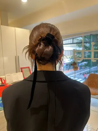 ロング カラー ヘアアレンジ タイトボブ個性派カラ ーAKANEのヘアスタイル