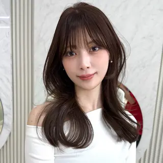 セミロング カラー 似合わせレイヤー/ 透明感カラーのヘアスタイル