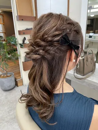 セミロング ヘアアレンジ 韓国風パーマ/ヘア セット/店長みづきのヘアスタイル