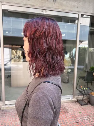 ミディアム パーマ ボブパーマコテ巻き風 パーマNo1深江秀平のヘアスタイル