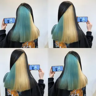 セミロング カラー 推しカラー✨ オタク美容師ユウカのヘアスタイル