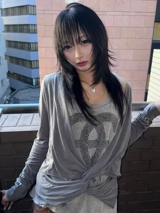 セミロング レイヤー/ハッシュ カット【春道】のヘアスタイル