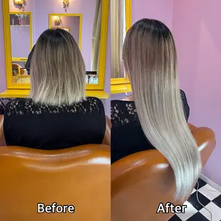 ロング シール＋ちび編み込み エクステ梅田🐨のヘアスタイル