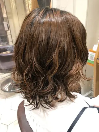 ミディアム パーマ 美髪矯正/渡辺 りんのヘアスタイル
