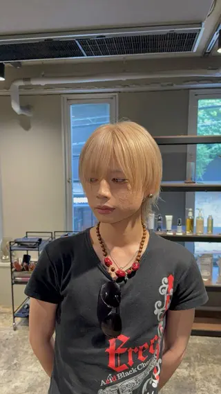 ショート メンズ 渋谷ケアブリーチ ❤️🔥徳田空悟のヘアスタイル