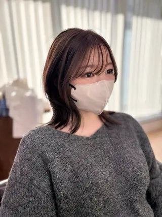 ミディアム カラー パーマ ヘアアレンジ メンズ キッズ レイヤーカット 🌿透け感カラーのヘアスタイル