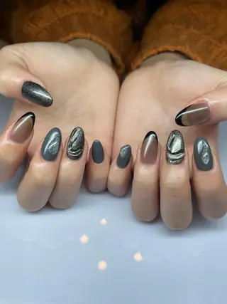 セミロング ネイル 長さ出し専門 nynaのネイルデザイン