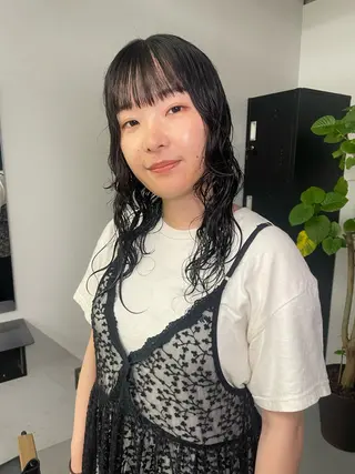 ミディアム パーマ カットモデル/ ハイトーン/ゆうあのヘアスタイル