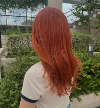 セミロング カラー 透明感/ハイトーン ／暖色カラー🍓のヘアスタイル