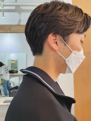 ショート パーマ メンズ パーマ/透明感カラー /ボブ/吉田一生のヘアスタイル