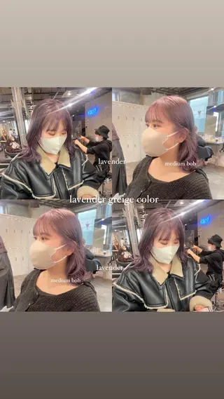 ミディアム カラー パーマ ヘアアレンジ メンズ キッズ ネイル マツエク・マツパ アイブロウ 透明感カラー・レイヤ ー🎀amika🎀のヘアスタイル