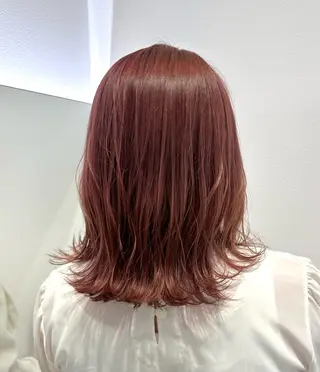 ミディアム カラー 桃香🍑/縮毛矯正 /ダブルカラーのヘアスタイル