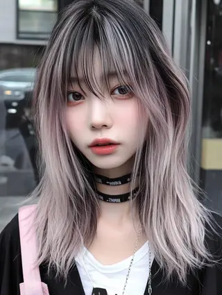 セミロング カラー ユイ☆ハイトーン ☆ブリーチデザインのヘアスタイル