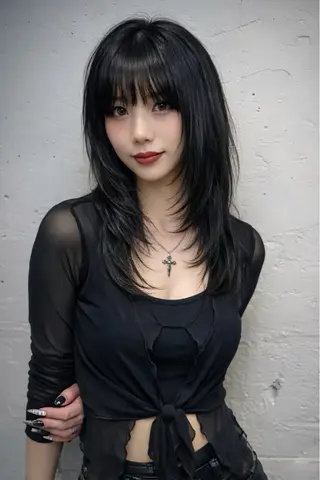 ロング カラー ヘアアレンジ 韓国レイヤーカット /韓国トレンドカラーのヘアスタイル