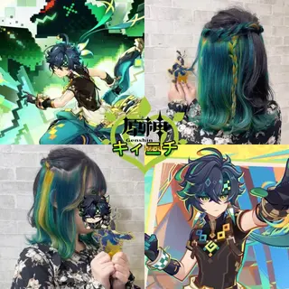 ショート カラー 推しカラー💫 ブリーチ💫若菜覚のヘアスタイル