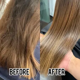 セミロング ブリーチ毛に縮毛矯正 ✨カラー✨山田 正幸のヘアスタイル