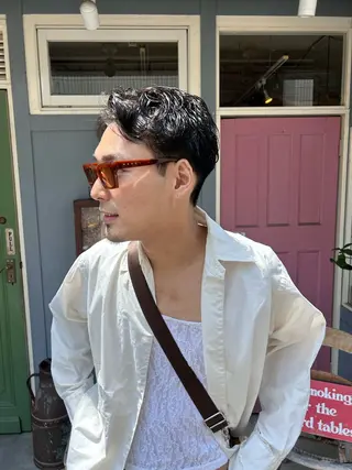 ショート パーマ メンズ 清水千優/パーマ/透 明感カラー/メンズのヘアスタイル