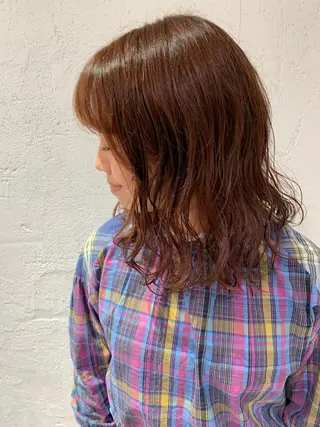 セミロング パーマ 🫧透明感カラー/ ボブ/小笠原汐海🪽のヘアスタイル