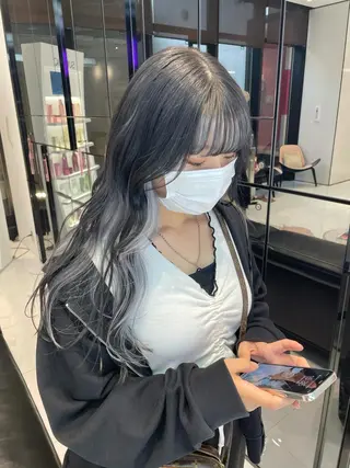 ロング カラー ヘアアレンジ ハッシュカット/ 韓国ヘア☽⋰mahoのヘアスタイル