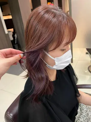 ミディアム ぷつっとボブ/ちゅる ピンク/mika☆のヘアスタイル