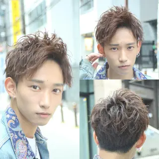 ショート カラー パーマ ヘアアレンジ メンズ 【メンズヘアの匠】 タニ　心斎橋　アメ村のヘアスタイル
