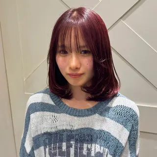 ミディアム カラー 横浜｜韓国レイヤー｜ 暖色カラー｜まなとのヘアスタイル