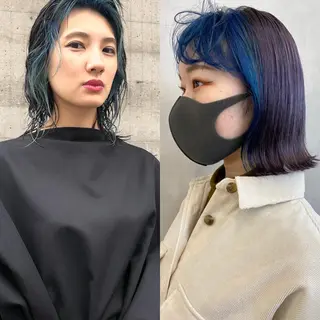 ミディアム カラー ヘアアレンジ ハイトーン/ ボブ 中村麟のヘアスタイル