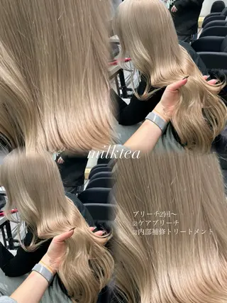 ロング カラー PELE所属・💍透明感 💖艶ミルクティーのヘアスタイル