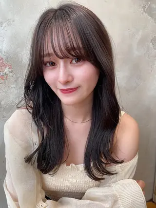 セミロング カラー 顔周り/くびれヘア 韓国ヘア💕風間るなのヘアスタイル
