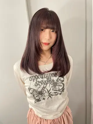 ミディアム レイヤーカット/ 縮毛矯正/ミサキ💐のヘアスタイル