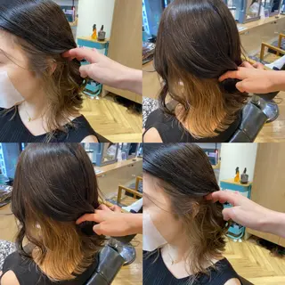 セミロング カラー 艶カラー/韓国顔周り 🎀mamiのヘアスタイル