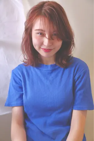 ミディアム カラー パーマ さかい なつみのヘアスタイル