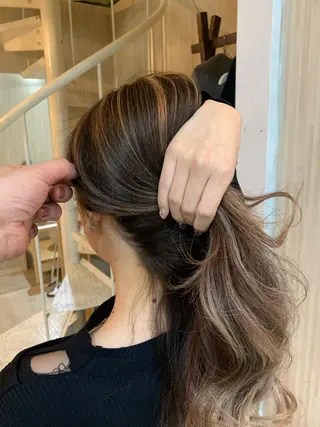 セミロング カラー パーマ ヘアアレンジ nico  原宿所属・nico【代表】 市川　拓也のヘアスタイル