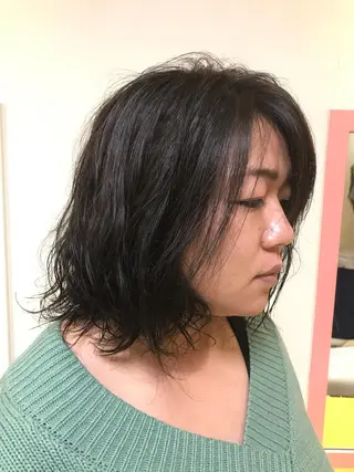 ミディアム パーマ 横田 尚登のヘアスタイル