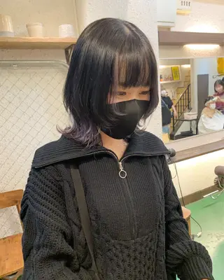 ミディアム ブリーチ/ウルフ ハッシュカット/石山のヘアスタイル