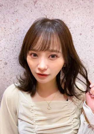 ミディアム カラー 新宿/韓国風レイヤー 髪質改善/渋谷直樹のヘアスタイル