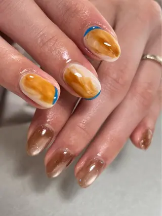 ネイル tsumeya ゆるかわ手描きネイルのネイルデザイン