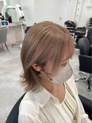 ミディアム カラー 暖色カラー🩷 ハイトーン🦋/紗矢のヘアスタイル