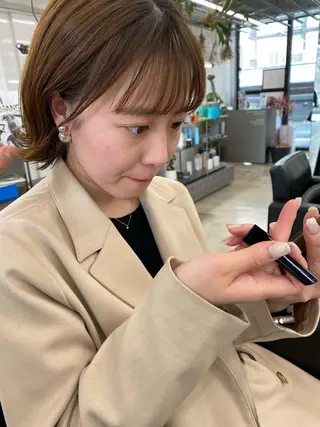 ミディアム カラー 似合わせカット レイヤー/ボブのヘアスタイル