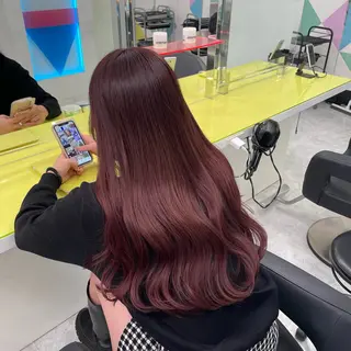 ロング カラー ヘアアレンジ 🩶学生指名No.1 レッド・ボルドー🩶のヘアスタイル