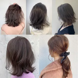 カラー セミロング パーマ ヘアアレンジ N゜jillva ナンバージルバのヘアスタイル