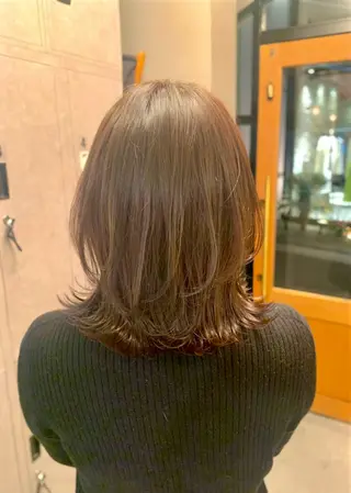 ミディアム カラー ブリーチなしベージュ 特化 松村 茶屋町のヘアスタイル