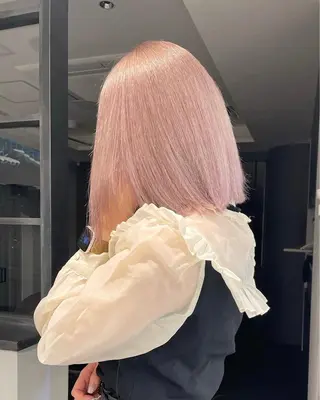 セミロング カラー ヘアアレンジ 🌷FUKA🌷 まろやかハイトーンのヘアスタイル