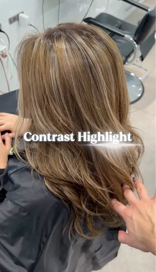 ロング カラー 表参道/ハイライト バレイヤージュのヘアスタイル