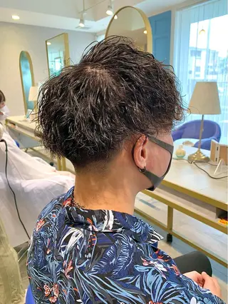 ショート パーマ ヘアアレンジ メンズ men’s salon NOA solte. 【メンズサロン ノアソルテ】所属・メンズパーマ職人 加藤 弘貴のヘアスタイル